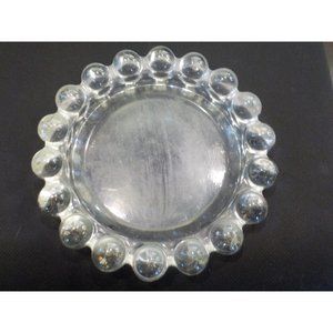 Vintage 1950's Heavy Hobnob Clear Glass Round Ashtray 7 1/2" Diameter